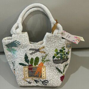 Handcrafted in India Vegetable Gardening Beaded Handbag NWT RARE